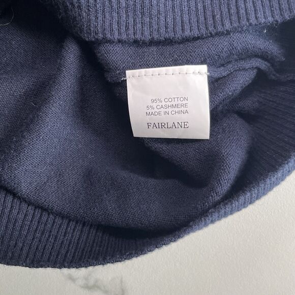 FAIRLANE Mens Navy Blue Knit Pullover Sweater Mock Neck cotton cashmere Sz L NEW - Picture 11 of 14